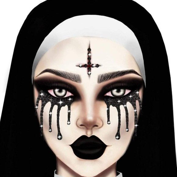 Evil Nun Costume Face Jewels - Picture 1 of 2